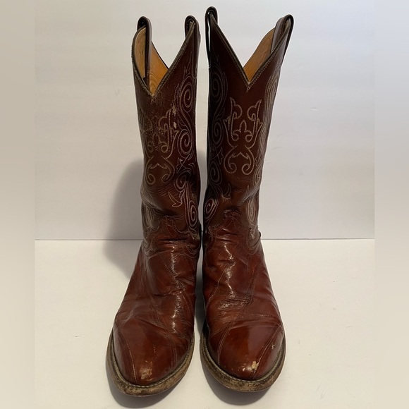 Men\'s Brown Style 08207 Leather Justin Cowboy Boots Sz 8.5 D